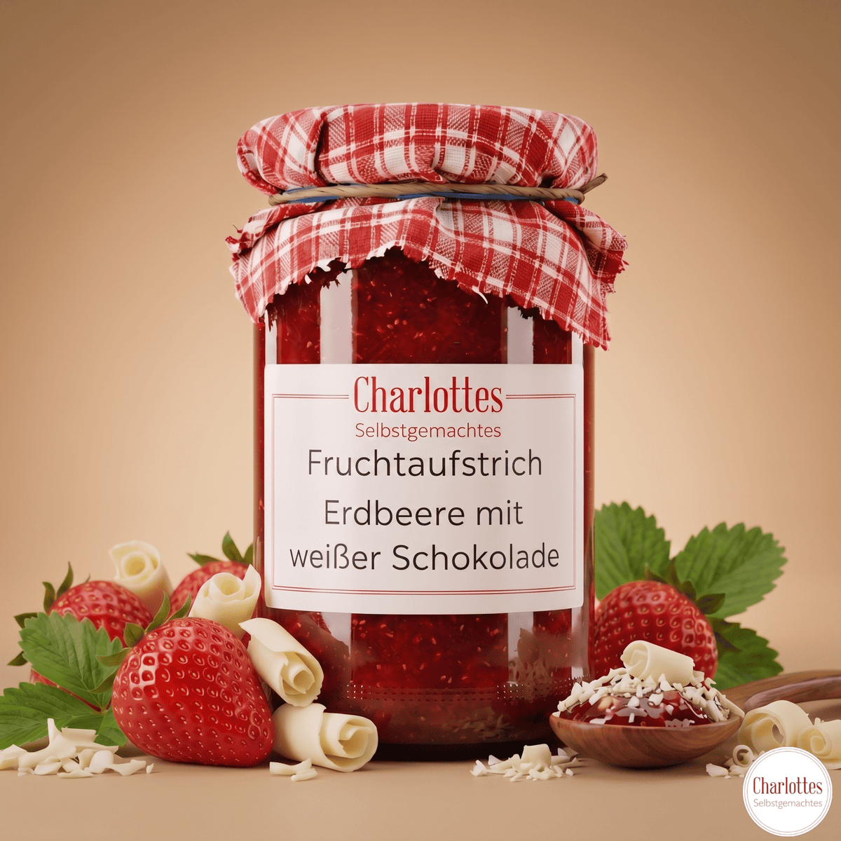 Fruchtaufstrich Erdbeere mit weißer Schokolade